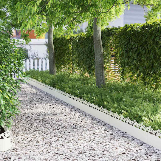 vidaXL Metal Garden Border in White Color 1.03m x 22cm