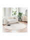 vidaXL Teppich Rund Synthetisch,Polyester/Cotton/Leather Beige