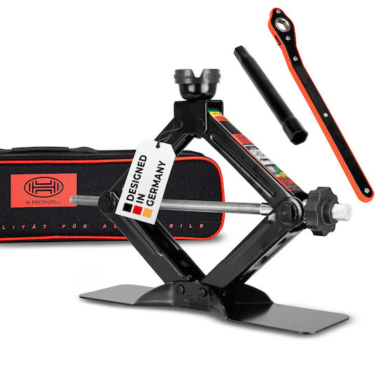 Heyner Scissor Jack Extra Large Base Ratchet 1.5 T Including 17mm Socket Bag 360° Replaceable Rotatable Rubber Pad Slot Tüv & Gs