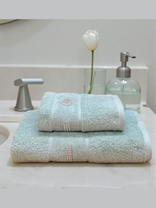 Linea Home Πετσέτα Προσώπου Diamond Πράσινη 2τμ...