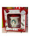 Velve Ornament de masă de Crăciun Cană Ceramic Roșu L17xW17cm.