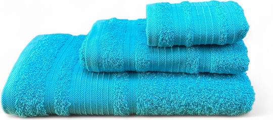 Olia Home Bath Towels Set of 3 Pieces Turquoise Weight 550gsm