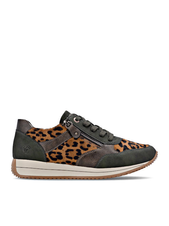 Γυναικεία Ανατομικά Sneakers Χακί Λεοπάρ