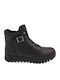 Leder Stiefeletten Damen mit Pelz Schwarz