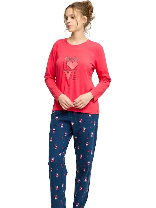 Sexen Winter Damen Pyjama-Set Red