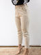 High Waist Women's Jean Trousers Beige
