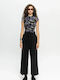 Pants Γυναικείο Ψηλόμεσο Υφασμάτινο Παντελόνι Black