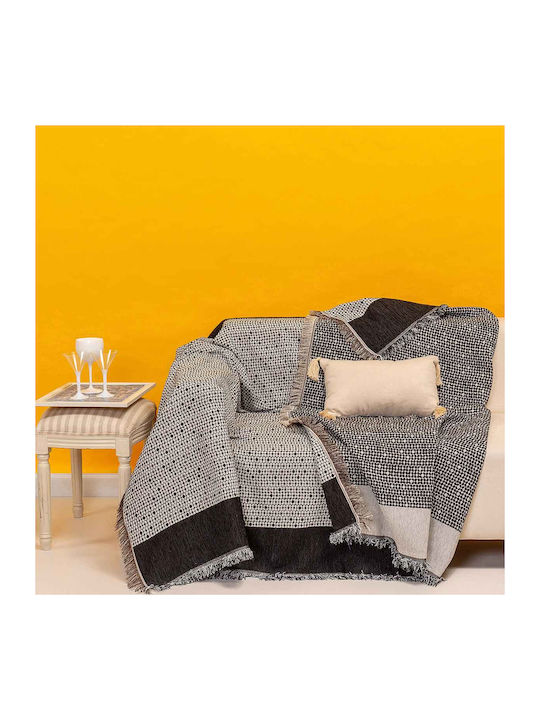 Melinen Modern Armchair Throw Chenille 180x180cm Black