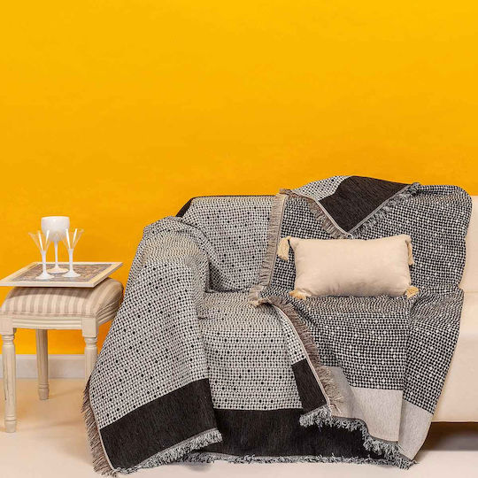 Melinen Moderna Ριχτάρι Πολυθρόνας Chenille 180x180εκ. Black