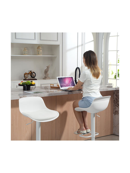 Stool Bar with Back & Adjustable Height White