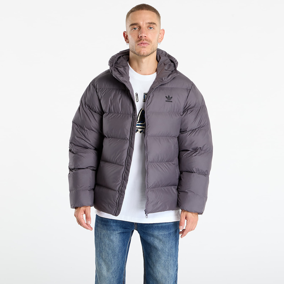 adidas Tonal Hooded Puffer Jacket Jacket Puffer Gray JX4122