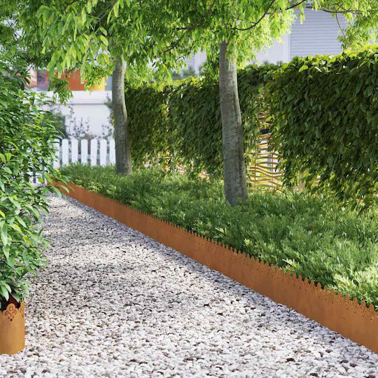 vidaXL Bordură de Grădină din Metal în Culoarea Maro 1.03m x 22cm