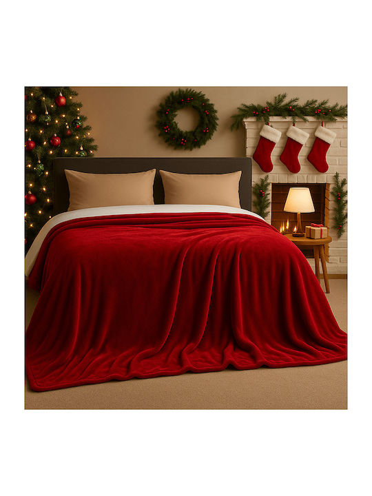 Astron Italy Κουβέρτα Βελουτέ Μονή 150x220εκ. Redwine