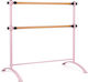 Costway Ροζ Φορητή Μπαλέτο Μπάρα 121x75x121,5 Cm Διπλές Ρυθμιζόμενες Ξύλινες Ράβδους Sp37862pi