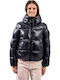 Women's Long Puffer Jacket Waterproof and Windproof for Winter with Hood Black