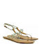 Leder Flache Sandalen für Damen mit Riemen in Braun Farbe