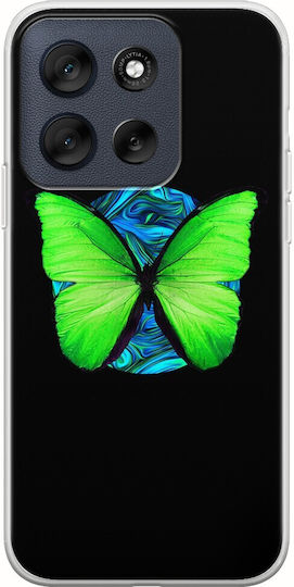Green Butterfly Motorola Moto G56 5G Flexible TPU Transparent Silicone