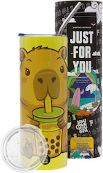 Capybara Bubble Tea Neon Yellow Travel Tumbler ...