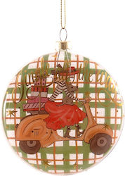 Χριστουγεννιάτικη Μπάλα Πλακέ Γυάλινη Jingle All Way Glass Ornament Lady Gifts Multicolor Vetur 18041-b Ø10 Εκ