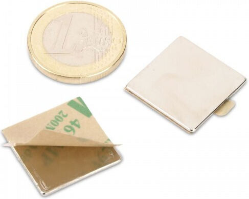 Rectangular Magnet 20x20x1mm Self-Adhesive Neodymium Traction Force 1.1kg
