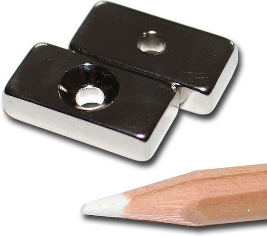 Rectangular Magnet 20x10x5x3.5mm Countersunk Hole North Neodymium Traction Force 4kg
