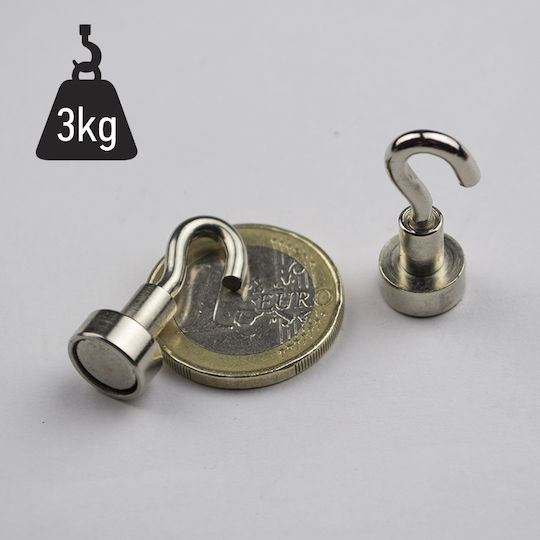 Μαγνήτης Πέλμα Γάντζος Φ10x4.5mm X M3 Νεοδυμίου Δύναμη Έλξης 3kg