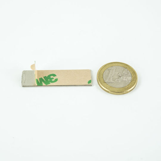 Parallelepiped Magnet 40x12x1mm Self-Adhesive Neodymium Traction Force 1.2kg