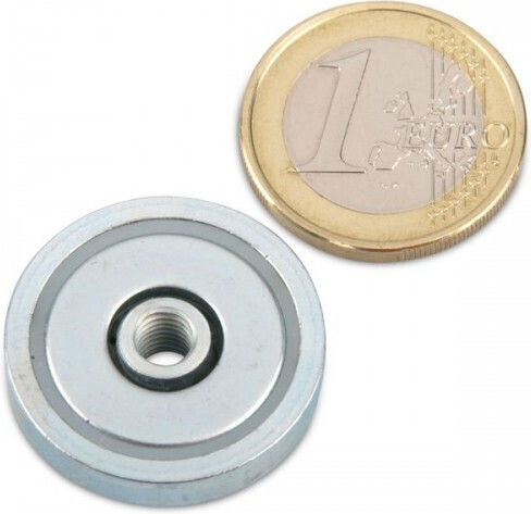 Neodymium Base Magnet Φ42x9mm X M6 Internal Thread Traction Force 58kg