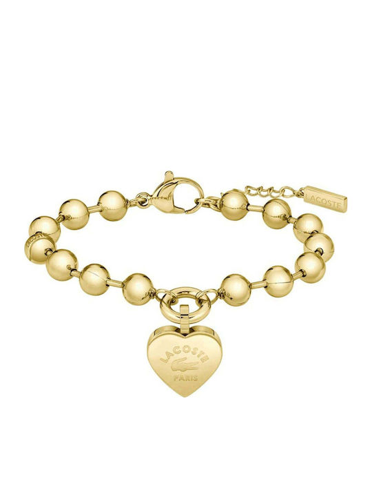 Lacoste Women's Bracelet with Heart Design in Gold Plated Steel 19cm