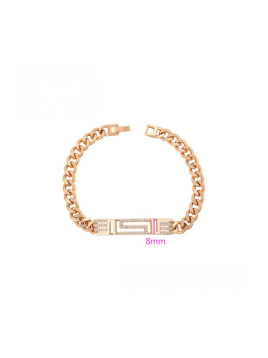 Chrysothemiss Women's Bracelet Golden Maze White Stones Geometric Design