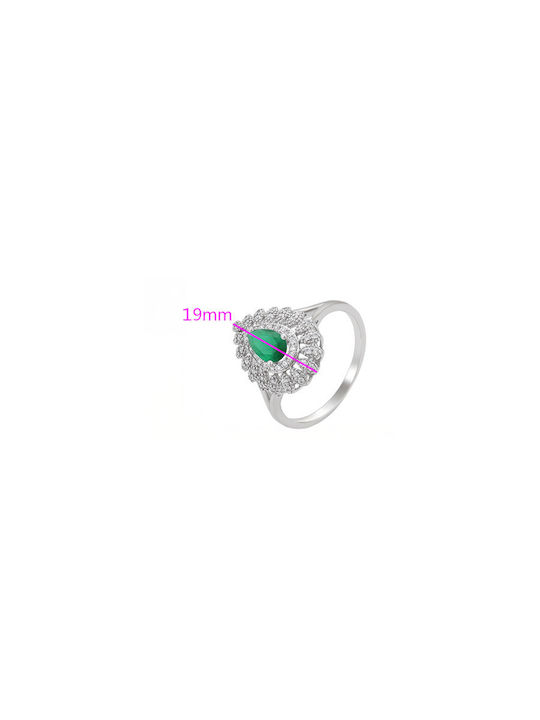 Chrysothemiss Γυναικείο Δαχτυλίδι Emerald Crown Επιπλατινωμένο Πράσινη Πέτρα Δάκρυ Chrysothemiss Γυναικείο Δαχτυλίδι Emerald Crown Επιπλατινωμένο Πράσινη Πέτρα Δάκρυ