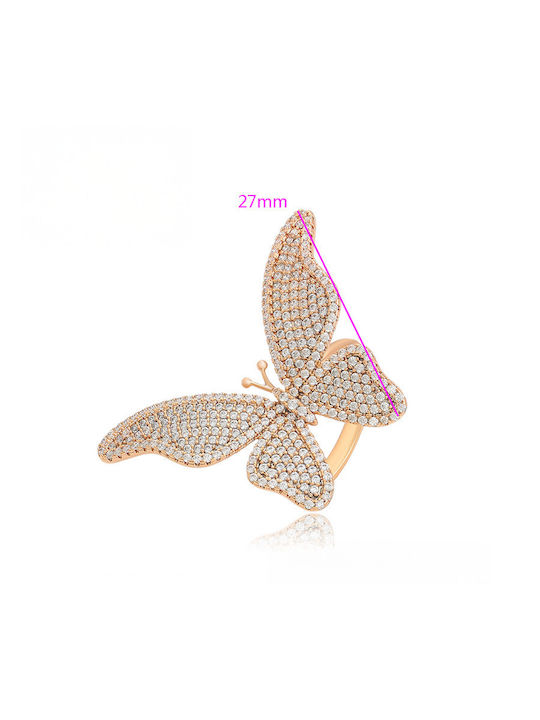 Chrysothemiss Inel Pentru Femei Butterfly Bloom Model Fluture Pietre Albe Cz