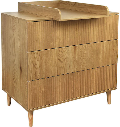 Dulap cu Sertare pentru Bebeluși cu 3 Sertare Bej 90x54x89cm