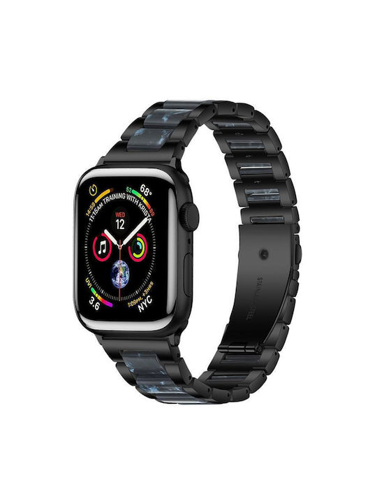 Metal Resin Wearable Strap Apple Watch 38 40 41 S10 42mm Black Blue Metal Resin Wearable Strap Apple Watch 38 40 41 S10 42mm Black Blue