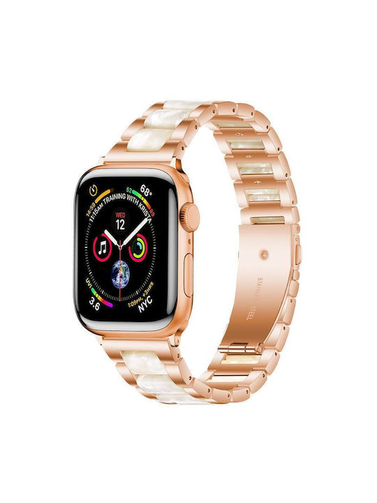 Metallarmband Für Apple Watch 38 40 41 S10 42mm Rose Gold Weiß