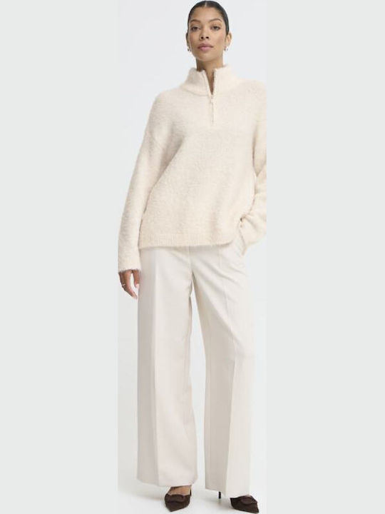 Women's Sweater with Zipper Birch Melange