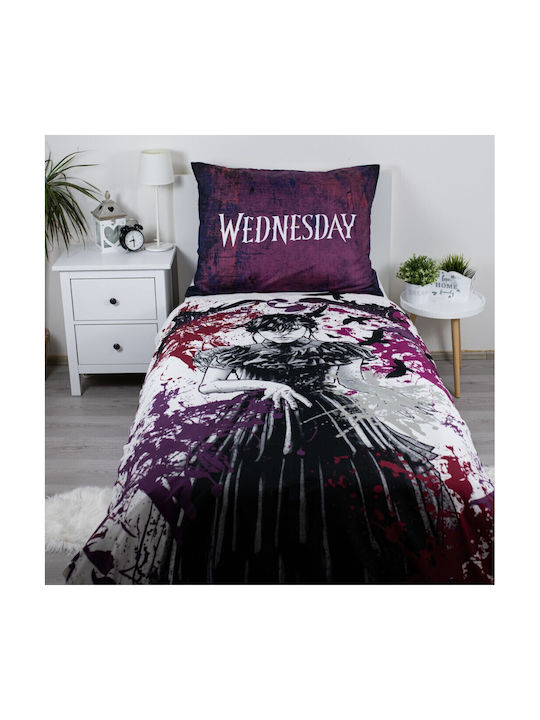 Wednesday Set Kids Duvet Cover Single with Pillowcase Purple 140x200cm