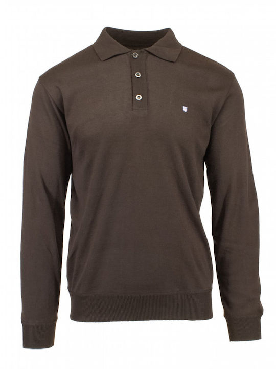 Men's Long Sleeve Polo Shirt Hermes Brown