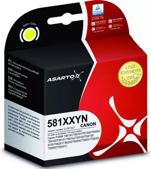 Asarto Ink Cartridge Asarto Canon CLI-581XXLY 824 Str Yellow