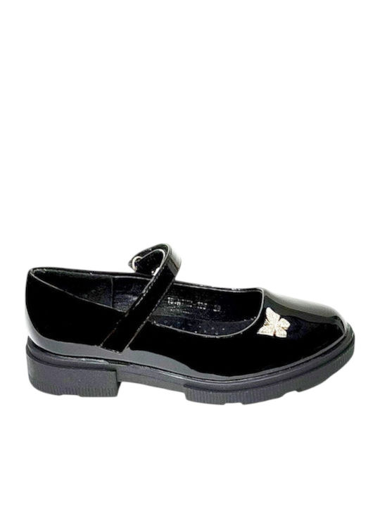 Kids Anatomic Ballerinas with Hoop & Loop Closure Black