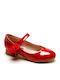 Kids Patent Leather Ballerinas with Hoop & Loop Closure Red