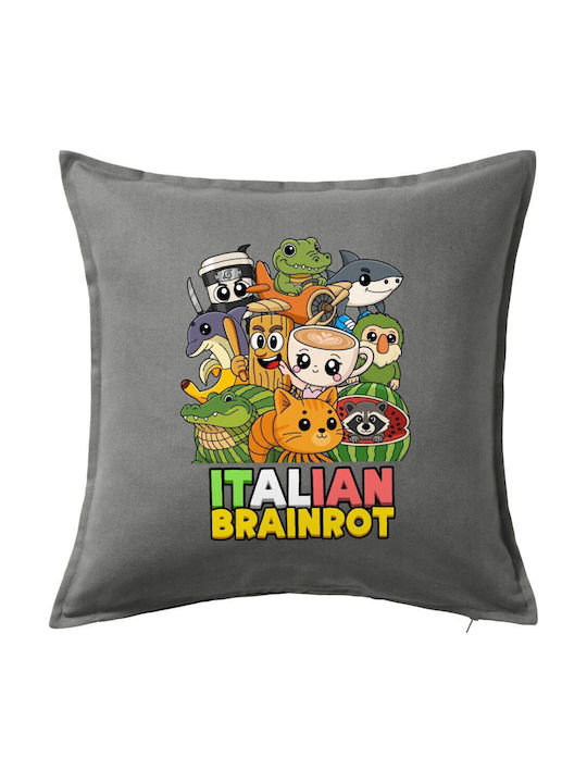 Italian Brainrot Friends Kids Throw Pillow Gray...