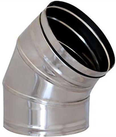 45° Corner Inox Single Wall Chimney Pipe Diameter 150