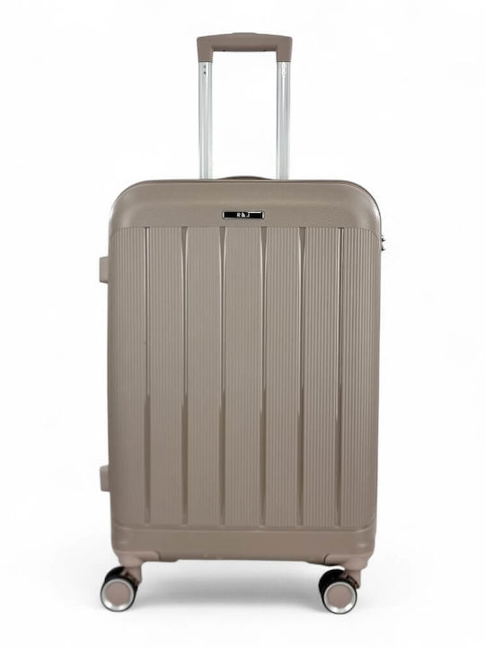 R&J Medium Travel Suitcase Hard Beige with 4 Wheels Height 65cm r&j-pp003-24-mpez