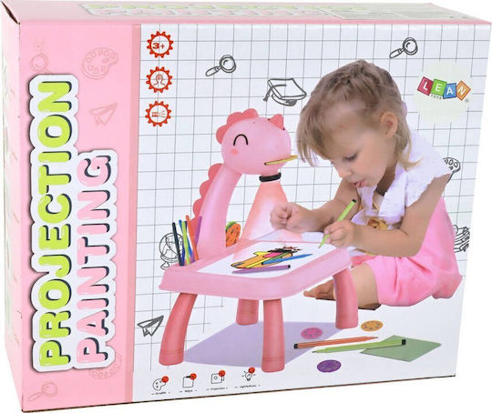 Set Creativ Pentru Copii Proiector Tablă Proiector Învățare Desen Dinosaurus Roz Lean 12839