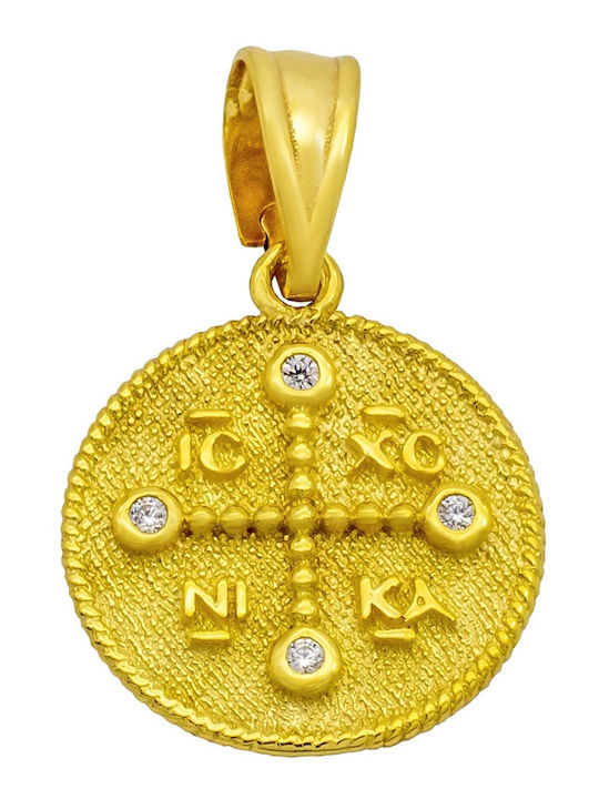 Kontopoulos Pendant Kids Talisman Double Sided Konstantinato made of Gold 9K KN73IG