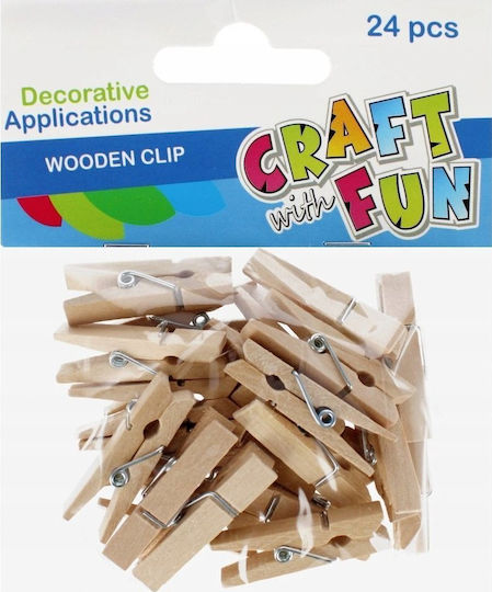 Craft with Fun Ξύλινο Διακοσμητικό Στοιχείο για DIY Κατασκευές 24τμχ