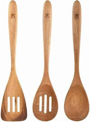 Bergner Set of Brown Wooden Cooking Utensils