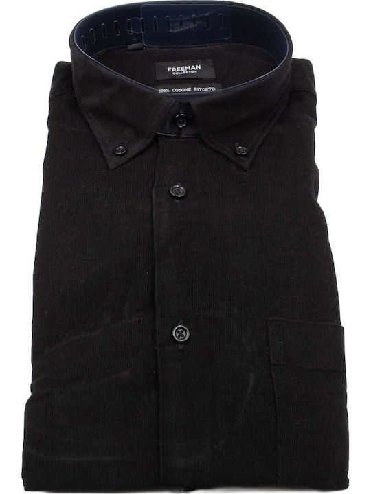 Freeman Clothing Κοτλέ Πουκάμισο Regular Fit Μαύρο