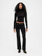 Damen Stoff Hose in Schlanker Passform Black